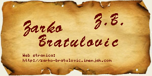 Žarko Bratulović vizit kartica